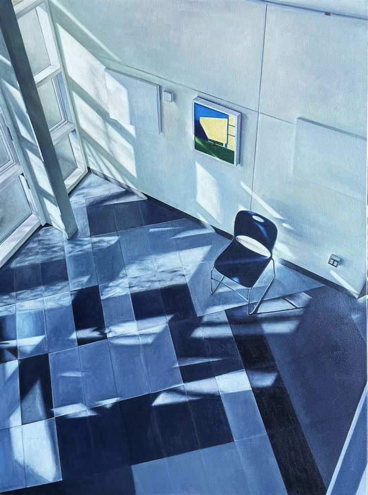 Blue Chair, 2025, oil on canvas, 18 × 24 in.