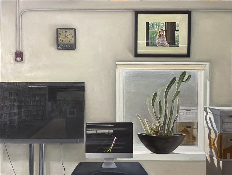 Library, 2025, oil on panel, 24 × 18 in.